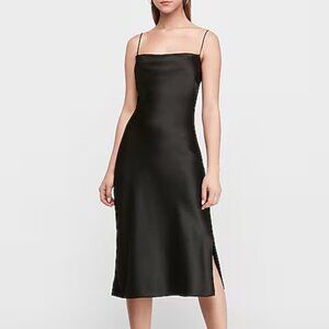 Satin Cowl Neck Midi Slip Dress